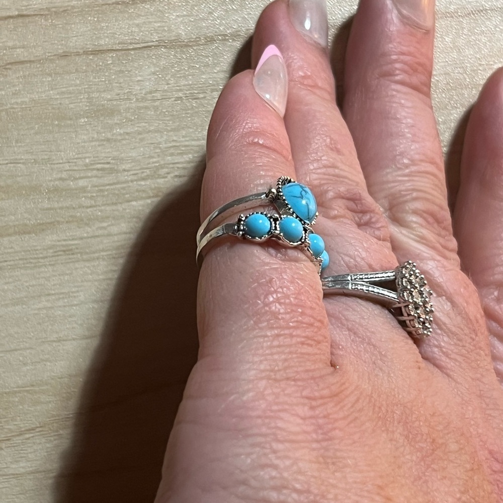 Turquoise Stone Silver-Accent Ring - Turquoise - image 5